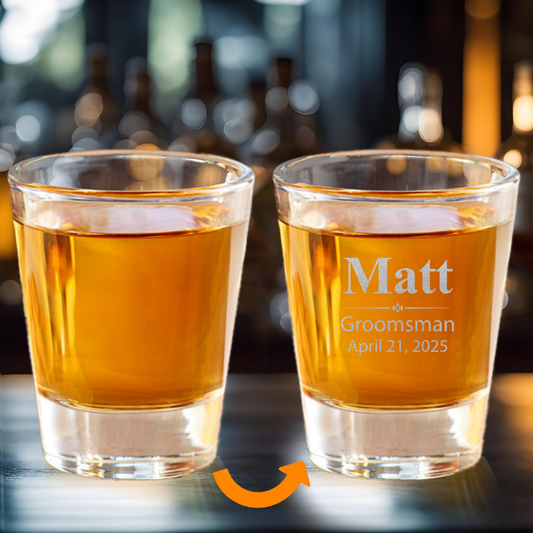 Custom Groomsman Shot Glass – Personalized Name & Date